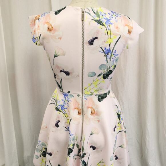 Ted Baker Size 0 Pink and Floral Dress Fit and Flare - Picture 5 of 11